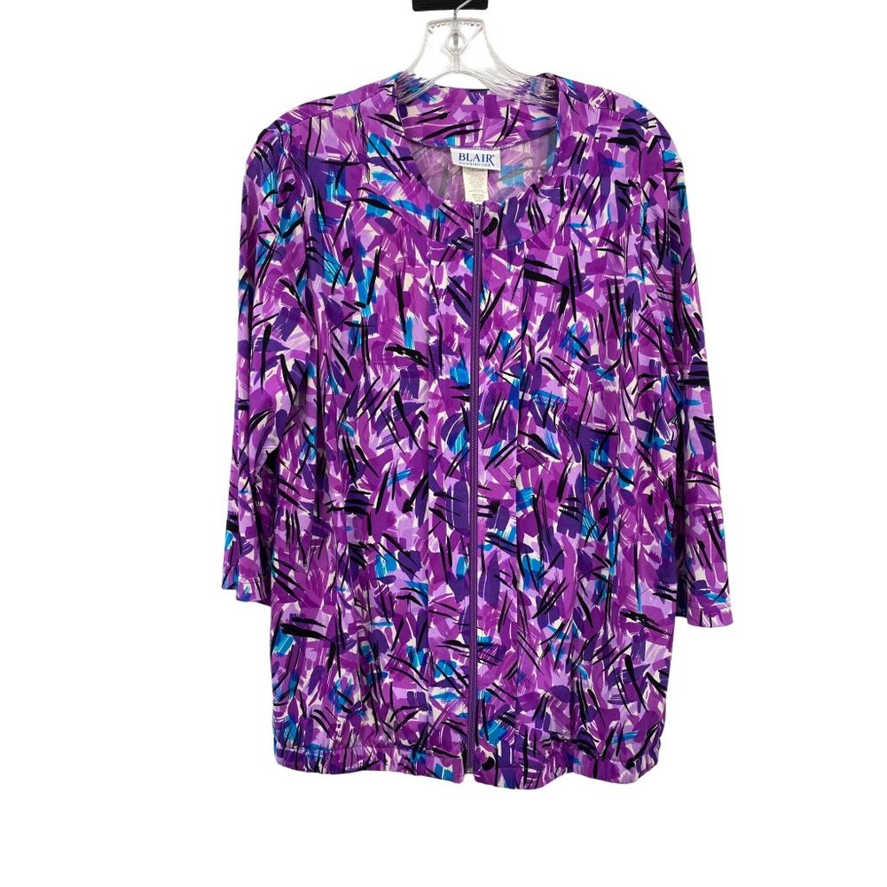 Blair Jacket Womens M Used Zip Front Purple Black Blue